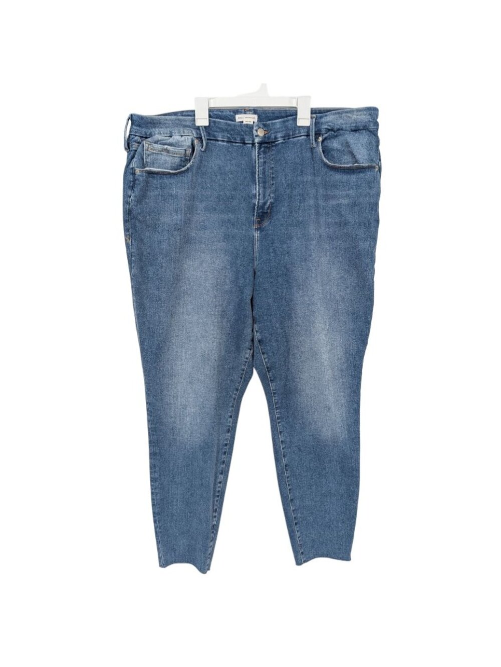 Good American High Rise Skinny Denim Jeans Raw Hem Stretch Streetwear Plus 20 26